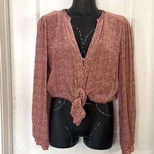 Intermix bolero waist tied pale link v neck silk lining top